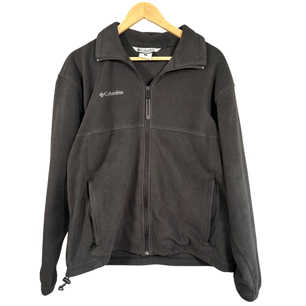 Columbia Fleece Jacket Full Zip Soft Lightweight Coat‎ Black Mens L